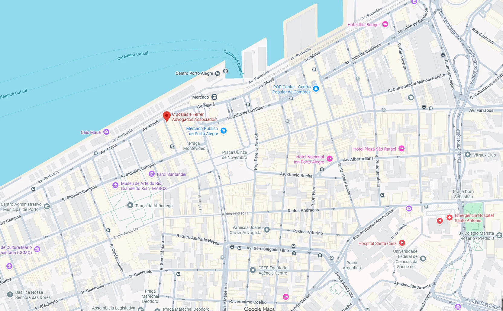 Mapa com a localização do escritório em Porto Alegre